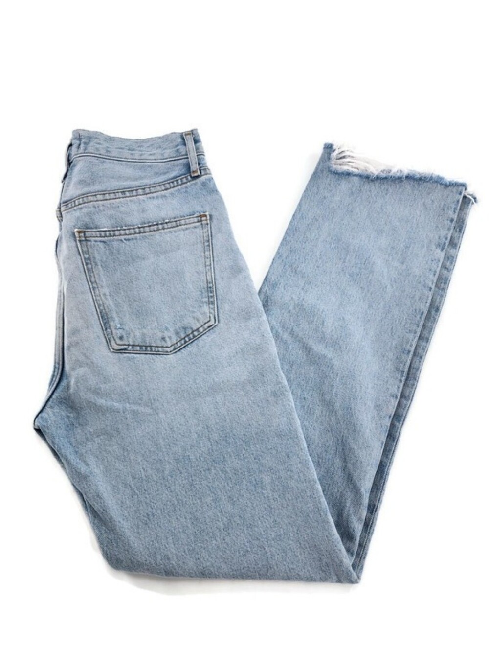 AGOLDE 90's Pinch Organic Cotton High-Rise Button-Fly Straight Raw Hem Jeans - Picture 7 of 10